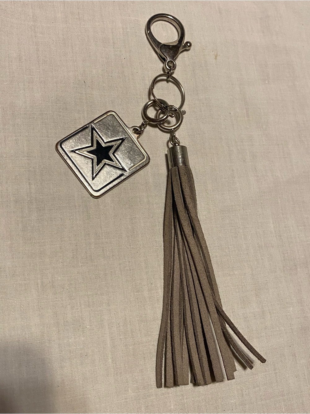 Dallas Cowboys Purse Charm Keychain Silver Star Tassel Bag Charm
